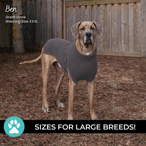 Shedrow K9 Brentwood Cable Knit Dog Sweater Plus XL Grey